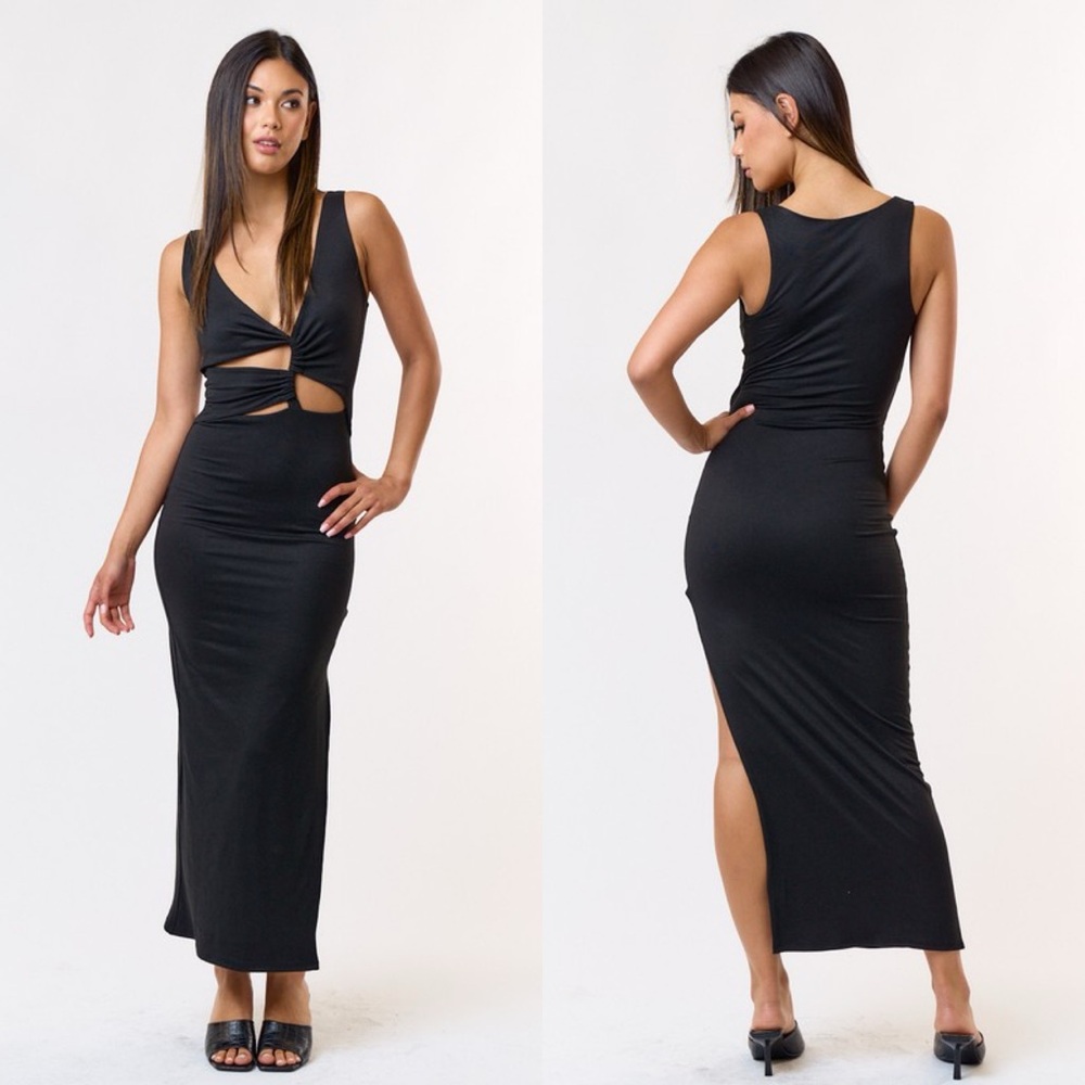*24 FRIDAY SALE* Femme Fatale Cut Out Black Maxi Dress - Picture 4 of 5